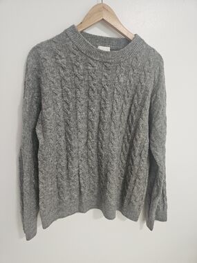 H&M Wool Blend Cable Knit Crewneck Sweater Gray Size Smalll